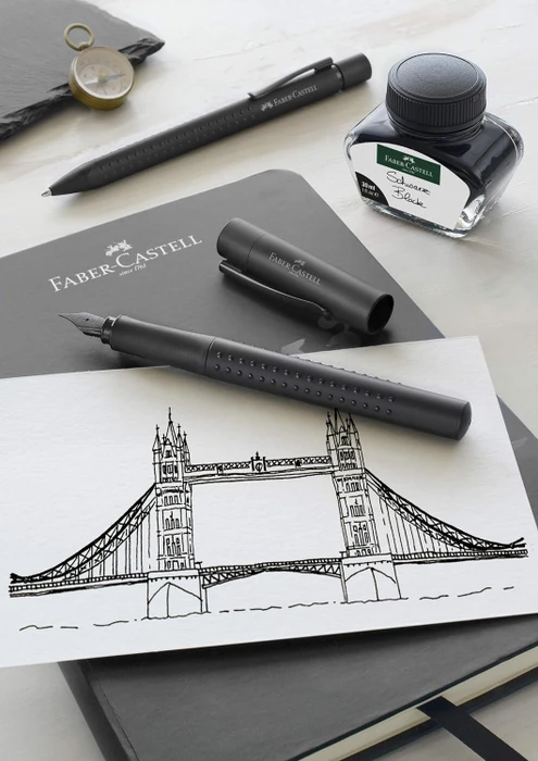 Faber-Castell Füller Grip Edition all black, rechte Hand/linke Hand, fein