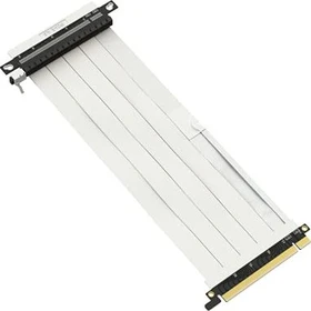 LinkUP Ultra Riser Kabel, single reverse, gewinkelt, PCIe 4.0, 250mm, weiß