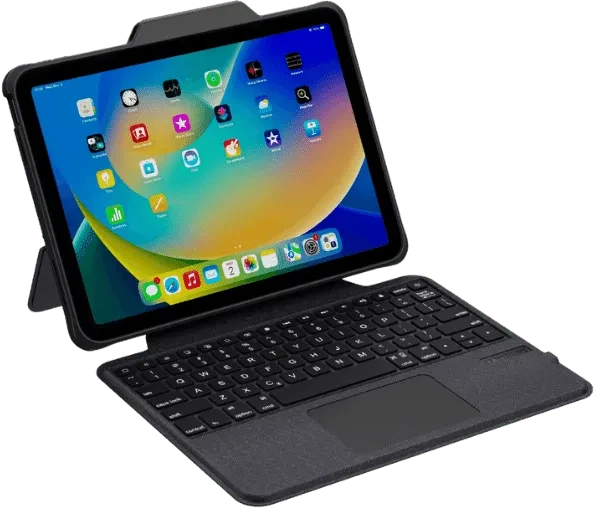 Deqster Rugged Touch Keyboard Folio für iPad 10, grau, DE