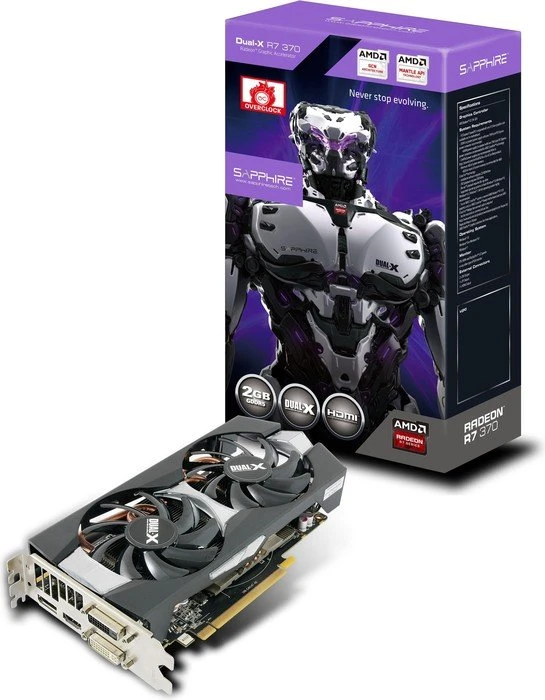 Sapphire Radeon R7 370 Dual-X, 2GB GDDR5, 2x DVI, HDMI, DP, lite retail