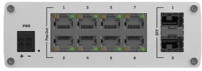Teltonika TSW Industrial Railmount Gigabit Switch, 8x RJ-45, 2x SFP, 240W PoE+
