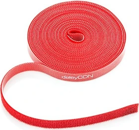 deleyCON Klett-Kabelbinder, 10mm, 5m, rot