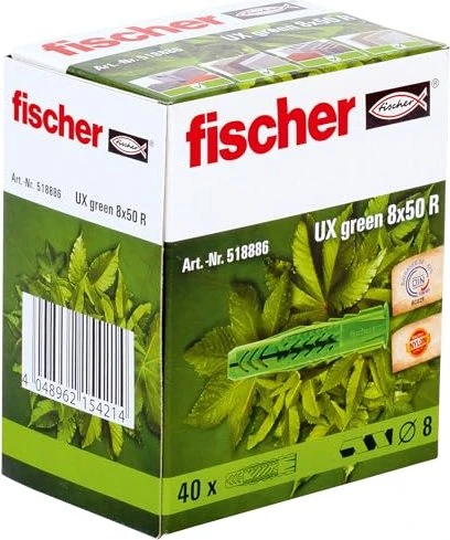 fischer UX Green 8x50 R Universaldübel, 8x50mm, 40 Stück