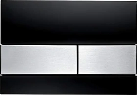 TECE TECEsquare WC-Betätigungsplatte Glas für Zweimengentechnik 220x150x11mm glas schwarz glänzend, tasten Edelstahl gebürstet