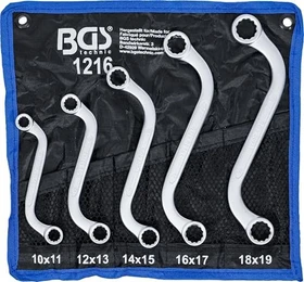 BGS technic S-Form Schraubenschlüsselsatz inkl. Tasche, 5-tlg.