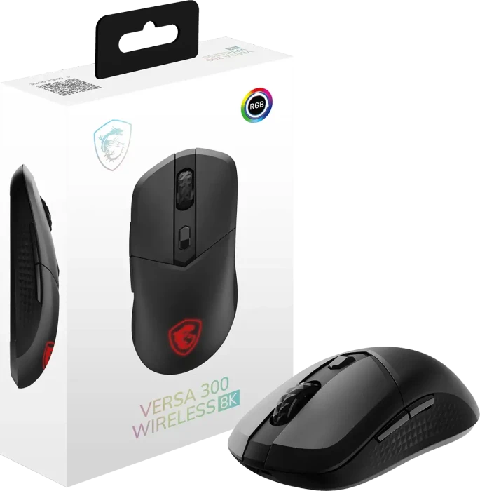 MSI Versa 300 Wireless 8K Gaming Mouse schwarz, USB/Bluetooth