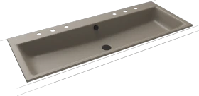Kaldewei Puro Einbau-Doppelwaschtisch 120x46cm mit 2x3 Hahnlochbohrung, Perl-Effekt, warm grey 60