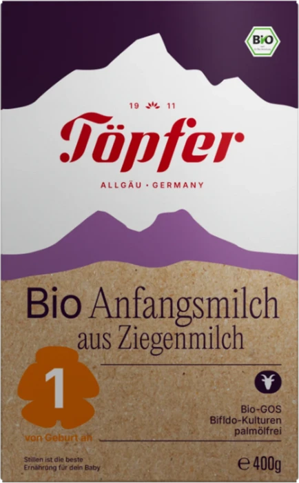 Töpfer Bio Anfangsmilch 1 Pulver auf Ziegenmilchbasis, 400g