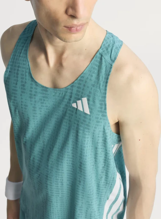 adidas Adizero Singlet Laufshirt ärmellos powder teal/preloved teal (Herren)