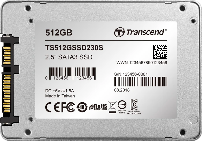 Transcend SSD230S 512GB, 2.5" / SATA 6Gb/s
