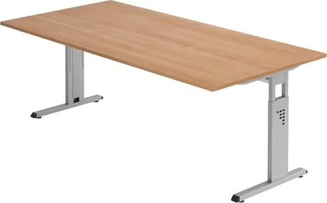 Hammerbacher Ergonomic O-Serie OS2E/N Schreibtisch 200x100cm Nussbaum/silber