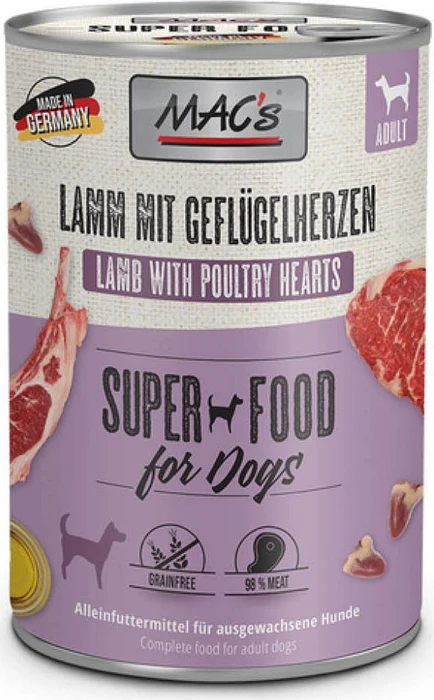 MAC's Dog Lamm und Geflügelherzen, 2.40kg (6x 400g)