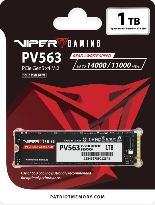 Patriot Viper PV563 Gen5 1TB, M.2 2280 / M-Key / PCIe 5.0 x4, Heatspreader