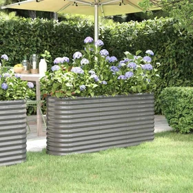 vidaXL Stahl Hochbeet oval 152x40cm grau