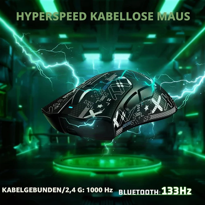 Attack Shark V3 Tri-mode Wireless Gaming Mouse, schwarz, inkl. Grip Tape, USB/Bluetooth