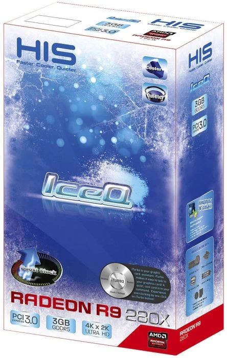 HIS Radeon R9 280X IceQ Boost Clock, 3GB GDDR5, DVI, HDMI, 2x mDP