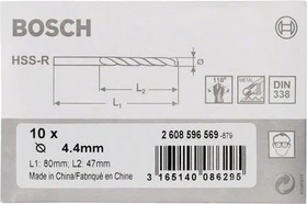 Bosch Professional HSS-R Spiralbohrer, 4.4x47x80mm, 10 Stück