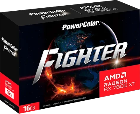 PowerColor Fighter Radeon RX 7600 XT, 16GB GDDR6, HDMI, 3x DP