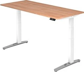 Hammerbacher Ergonomic Aktiv XBHM19 elektrisch höhenverstellbarer Sitz-Steh-Schreibtisch 180x80cm Nussbaum/weiß