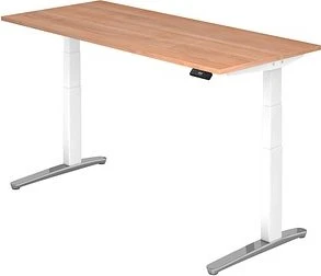 Hammerbacher Ergonomic Aktiv XBHM19 elektrisch höhenverstellbarer Sitz-Steh-Schreibtisch 180x80cm Nussbaum/weiß