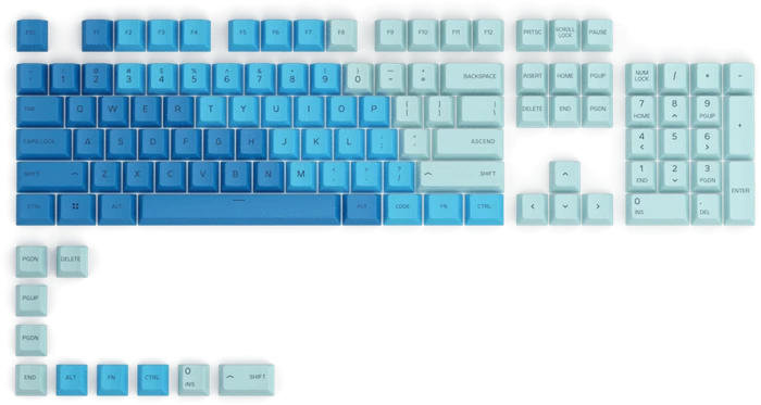 Glorious GPBT Keycaps, Kunststoff (PBT), Caribbean Ocean, blau, 114 Tasten (104+10), ANSI-US