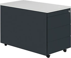 mauser Rollcontainer line, 1x Utensilienauszug, 3x Materialschublade, anthrazitgrau/lichtgrau/anthrazitgrau