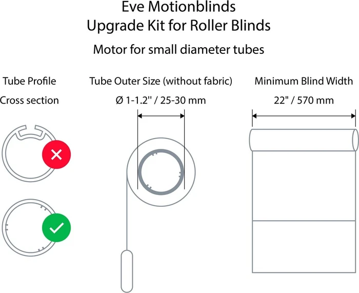 Eve Motionblinds Upgrade Kit, Motor für Rohrdurchmesser 25-30mm