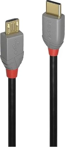Lindy 2m USB 2.0 Typ C an Micro-B Kabel Anthra Line