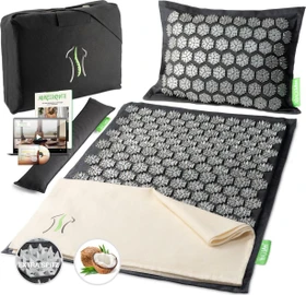 Backlaxx Akupressurmatte Intensiva Massagematte mit Massagekissen schwarz