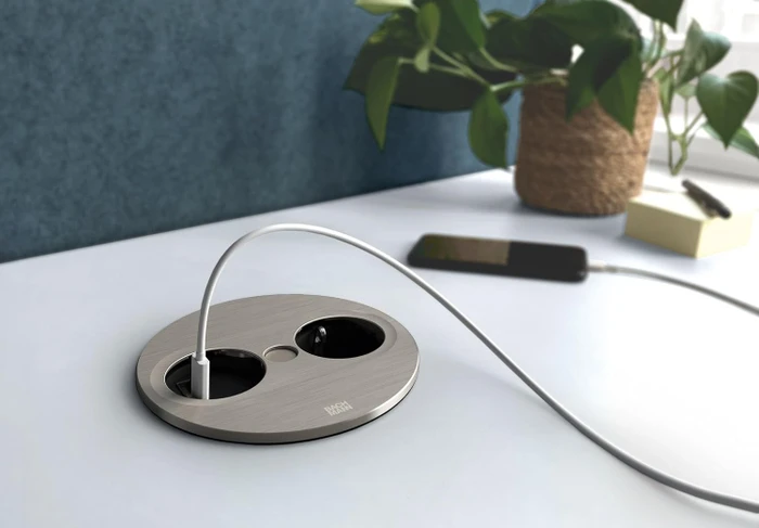 Bachmann Twist 2, 1-fach, 1x USB-Charger A/C, rund, 2m, Edestahl-Optik