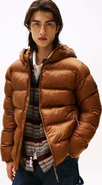 Tommy Hilfiger Logo Puffer Hood Jacke pecan nut (Herren)