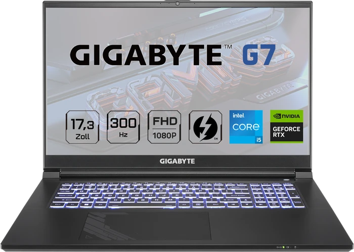 GIGABYTE G7, Core i5-12500H, 16GB RAM, 1TB SSD, GeForce RTX 3060, DE