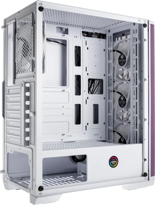 BitFenix Nova Mesh SE TG 4ARGB, weiß/violett, inkl. 4x Lüfter, Lüfter LED RGB, Glasfenster