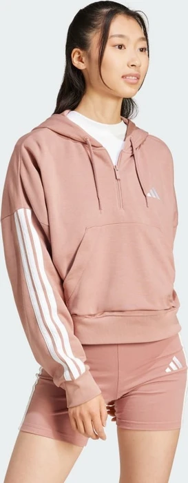 adidas Essentials 3-Streifen French Terry Quarter-Zip Hoodie warm clay/white (Damen)
