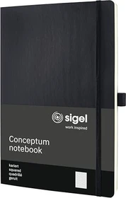 Sigel Conceptum Notizbuch, A4, kariert, Kunststoff-Cover, schwarz, 194 Blatt