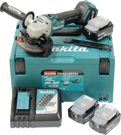 Makita DGA513RTJ Akku-Winkelschleifer inkl. MAKPAC + 2 Akkus 5.0Ah