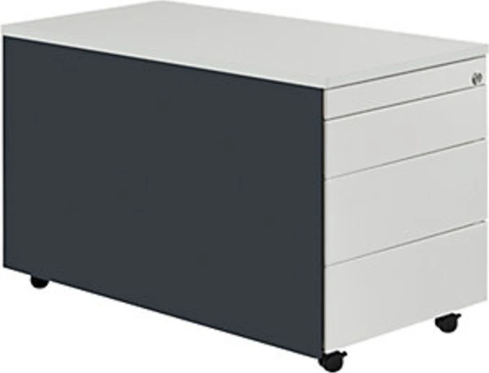 mauser Rollcontainer line, 1x Utensilienauszug, 3x Materialschublade, anthrazitgrau/lichtgrau/lichtgrau