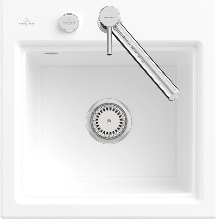 Villeroy & Boch Subway Style 50 S Einbau Becken mittig mit Ablauffernbedienung weiß alpin