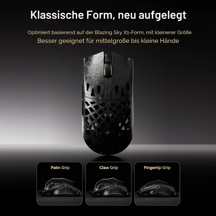 ATK Blazing Sky Ghost Ultimate 8K Hollow Carbon Fiber Wireless, schwarz, USB/Bluetooth