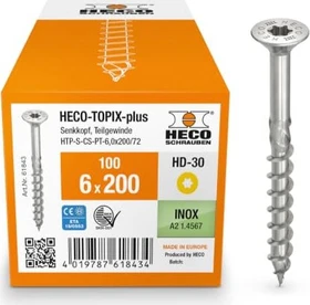 HECO TOPIX-plus Edelstahl A2 Torx T30 Holzschraube, 6x200mm, 100 Stück