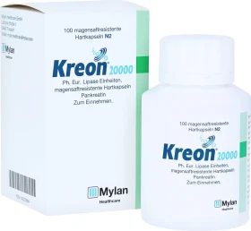 Kreon 20.000 Ph.Eur.Lipase Einheiten magensaftresistent Hartkapseln, 100 Stück