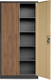 Jan Nowak C001H Flügeltürenschrank, anthrazit/braun, Aktenschrank