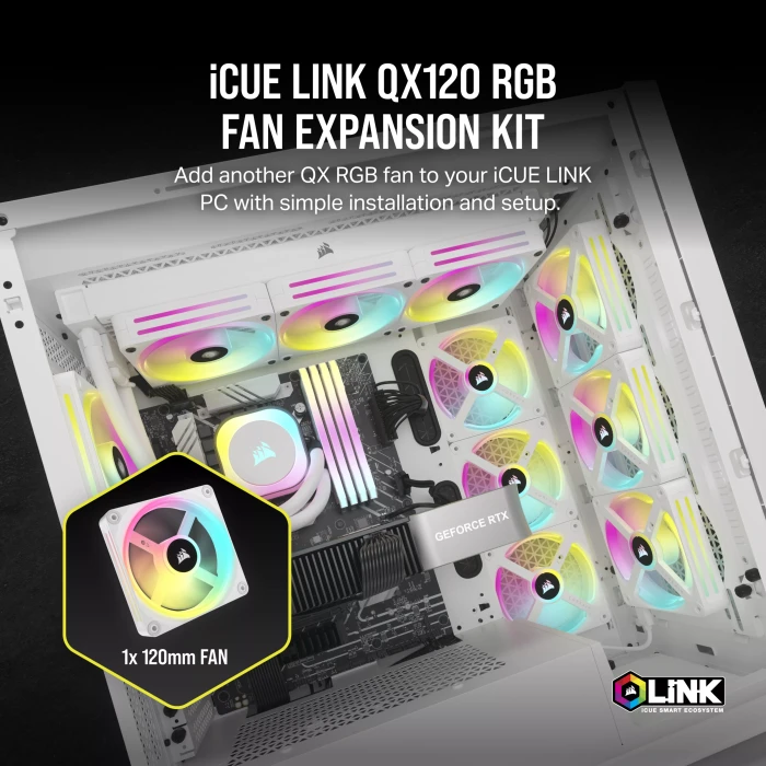 Corsair iCUE LINK QX120 RGB Expansion Kit, weiß, 120mm