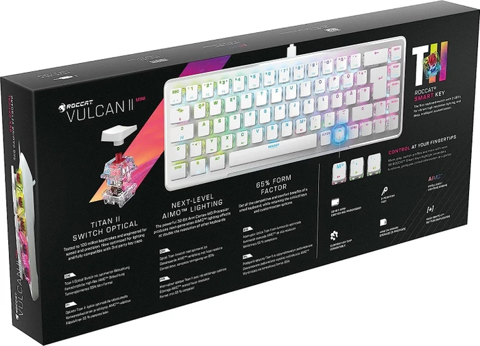 Roccat Vulcan II Mini Air, LEDs RGB, weiß/silber, TITAN II OPTICAL RED, USB/Bluetooth, DE