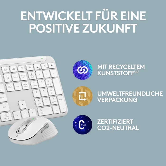 Logitech MK950 Signature Slim Combo Off-White, Logi Bolt, USB/Bluetooth, DE