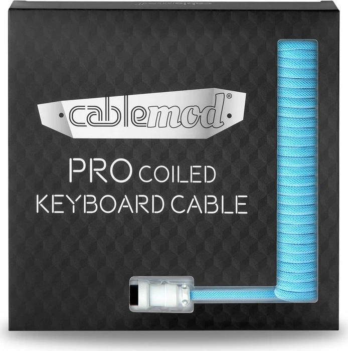 CableMod Pro Coiled Keyboard Cable USB Micro-B auf USB-A, Tastaturkabel (Spiral-Textilkabel), 1.5m, Blueberry Cheesecake