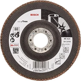 Bosch Professional X581 Best for Inox Fächerschleifscheibe gerade K60, 125x22.23mm, 1 Stück