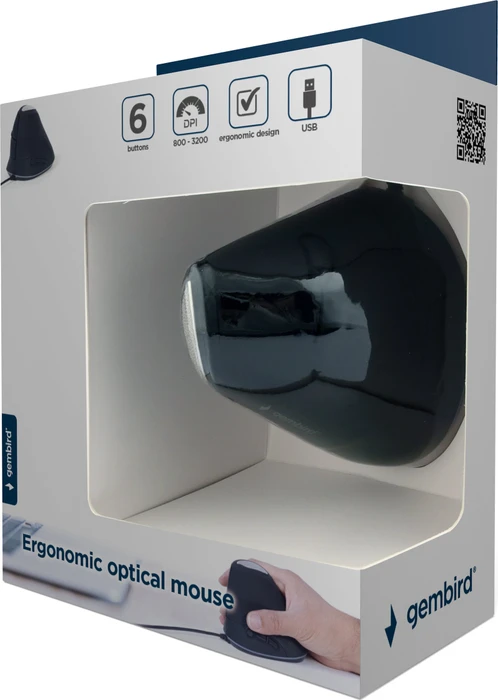 Gembird Ergonomic 6-Button Optical Mouse ERGO-03 schwarz, USB