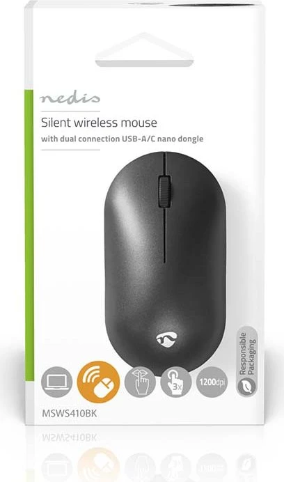 Nedis Silent Wireless Mouse, schwarz, USB