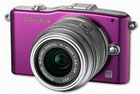 Olympus PEN E-PM1 violett mit Objektiv M.Zuiko digital ED 12-50mm 3.5-6.3 EZ